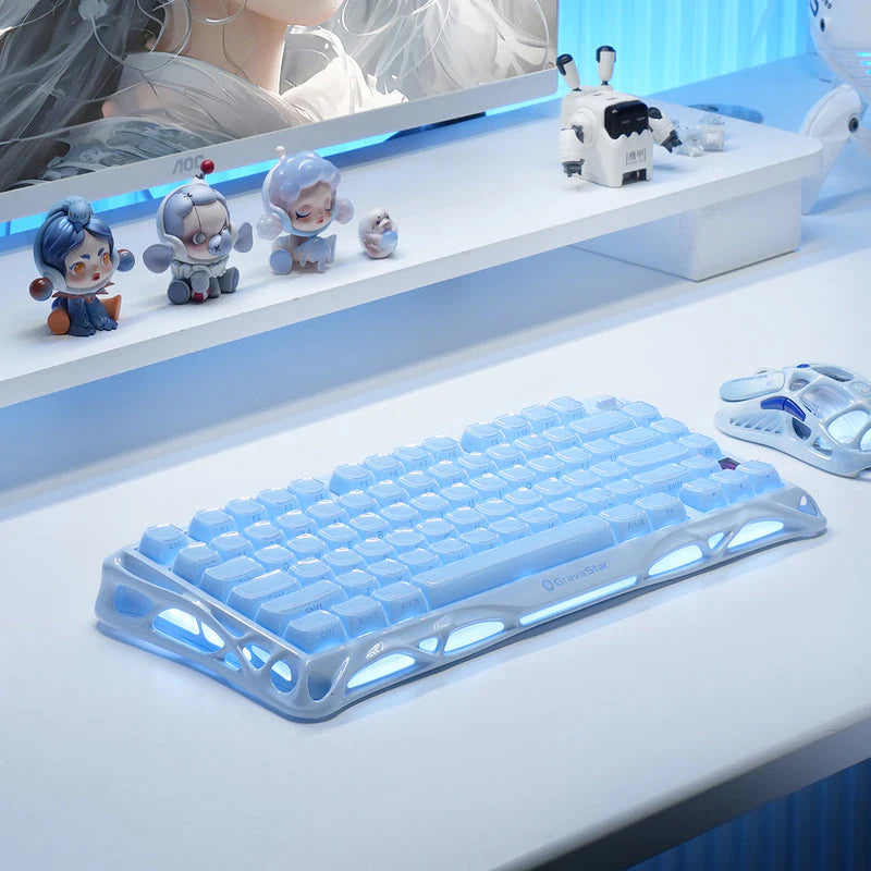 GravaStar Mercury K1 75% Wireless Mechanical Gaming Keyboard Special Edition - Ice Blue