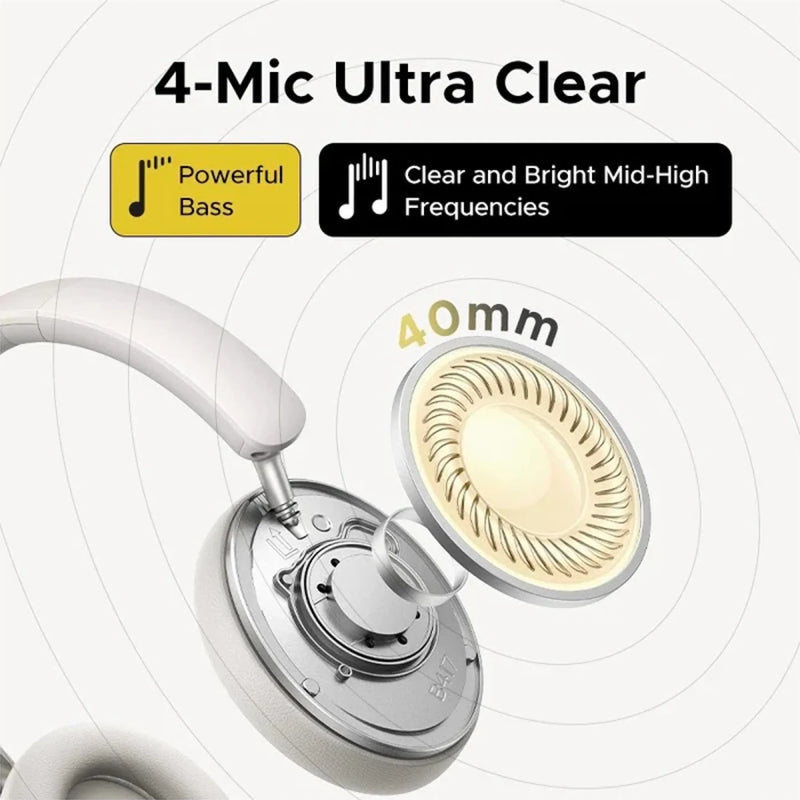 UGREEN Studio Max 2 AI Call Noise Reduction Headphones - Bluetooth / USB-C / Light Gray