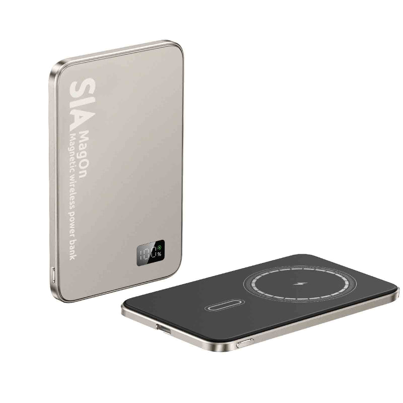 SIA Wireless Magnetic Power Bank - 10,000mAh / USB-C / Natural Titanium