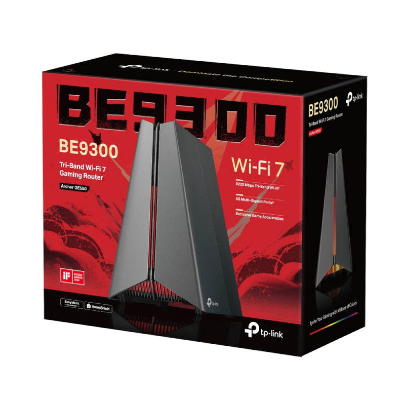 TP-Link Archer GE550 (BE9300 ) Tri-Band Wi-Fi 7 Gaming Router - 6GHz (5764 Mbps) / USB3.0 / Gigabit WAN / Gigabit LAN