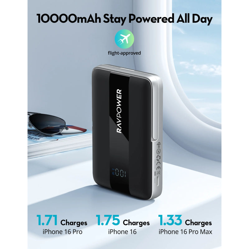 RAVPower RP-PB1217 PD Pioneer Magnetic-Wireless Power Bank - 10000mAh / 15W / USB-C / Black
