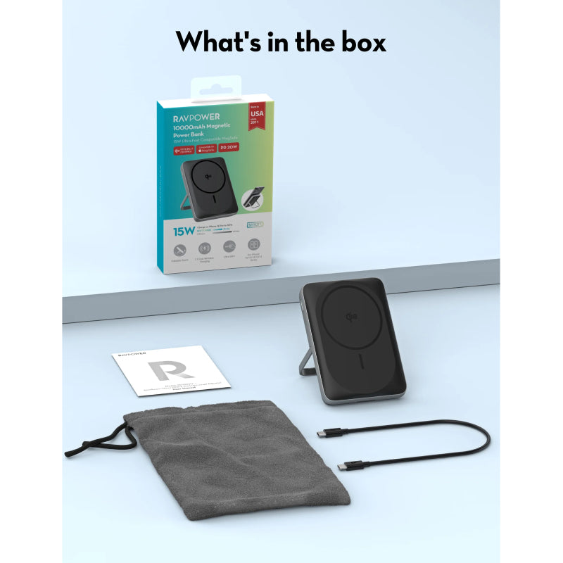RAVPower RP-PB1217 PD Pioneer Magnetic-Wireless Power Bank - 10000mAh / 15W / USB-C / Black