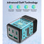 RAVPower 5-Port Power Strip with Travel Charger Adapter - 75W / USB-C / USB-A / Black