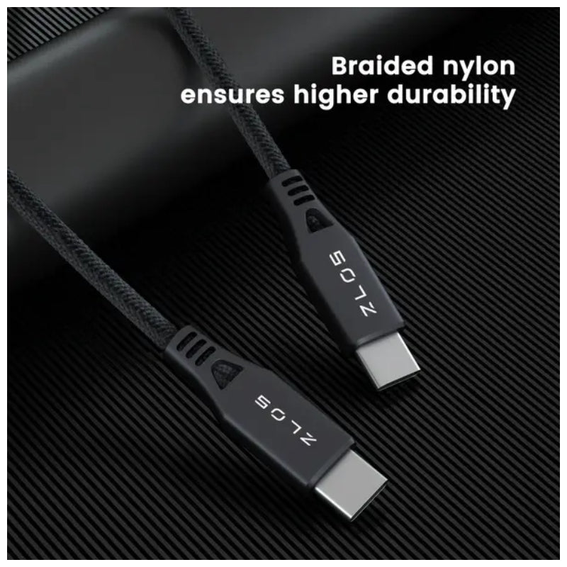 ZLOS Charging Cable With Leather Strap - USB-C / 1.2 Meter / Black