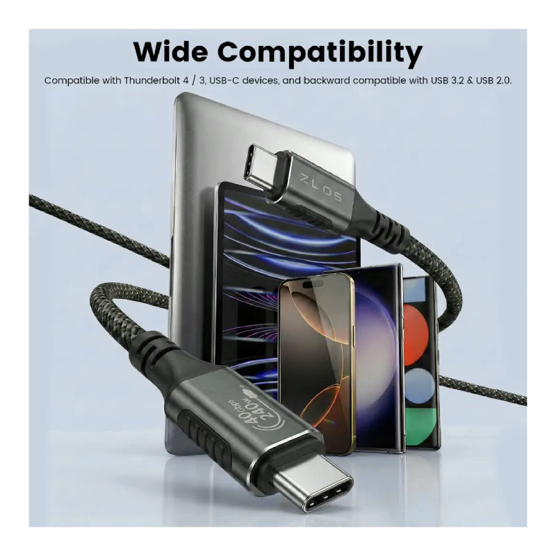 ZLOS TurboCharge Thunderbolt 4 Cable - USB-C / Black
