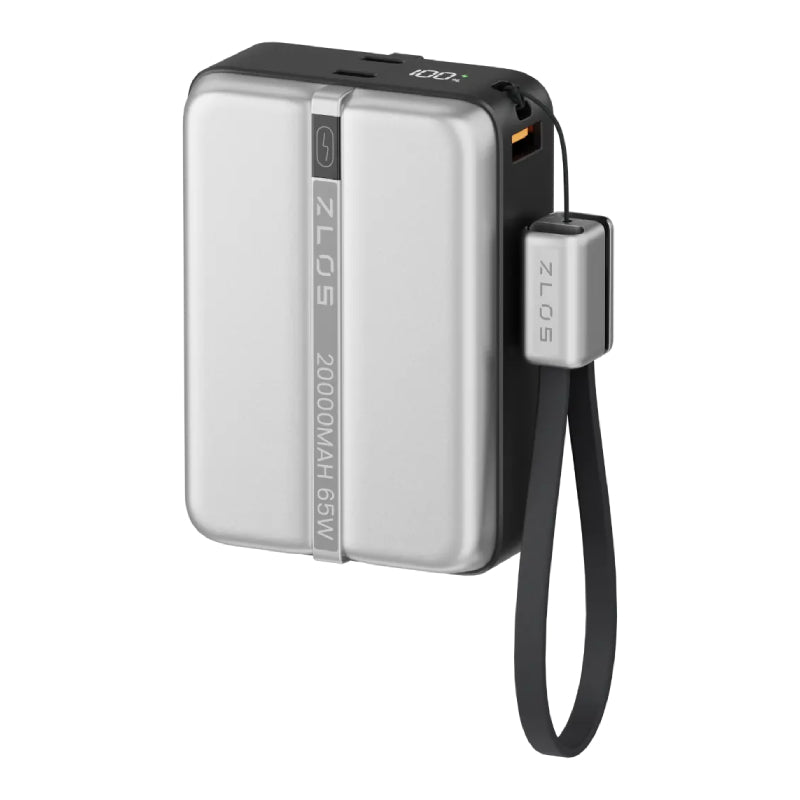 ZLOS MA20 Power Bank with Lanyard Integrated Cable - 20,000mAh / 65W / USB-A / USB-C