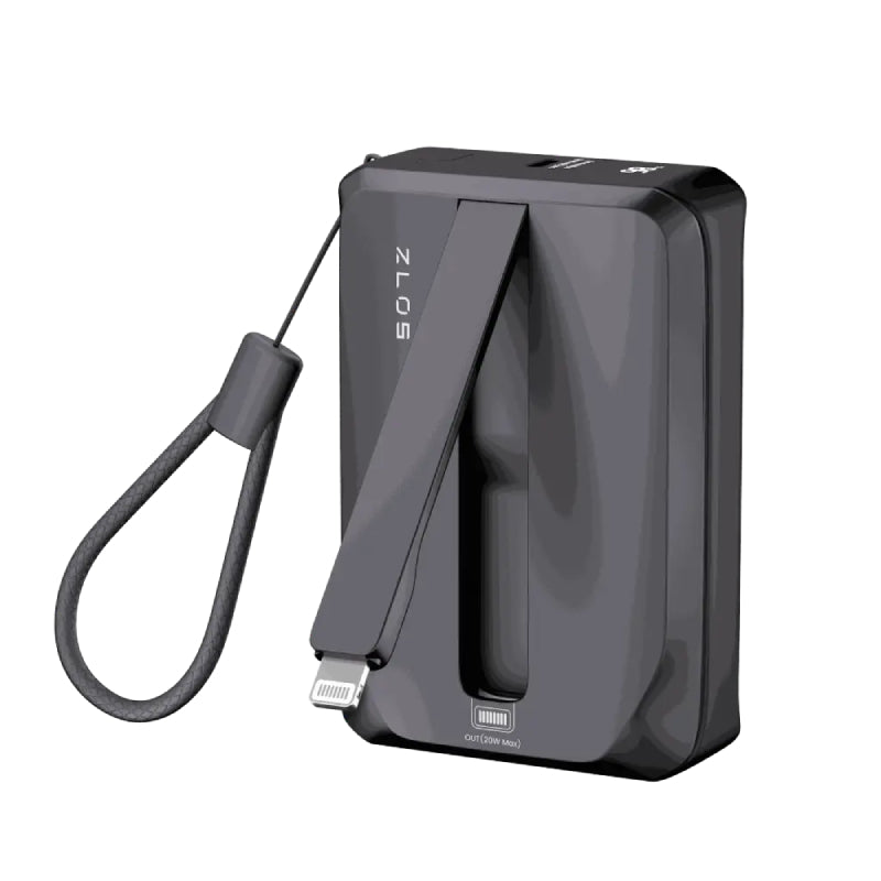 ZLOS MINI Power Bank with Built-in Cables - 10,000mAh / 22.5W / USB-C
