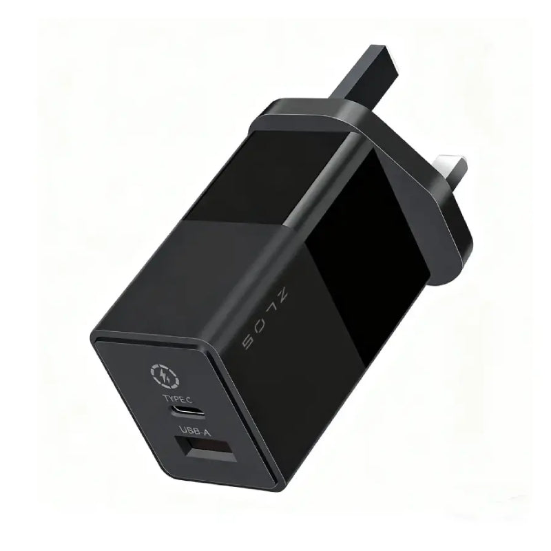 ZLOS Ontekka 2-Port Gan Fast Charger - 65W / USB-C / USB-A / Black