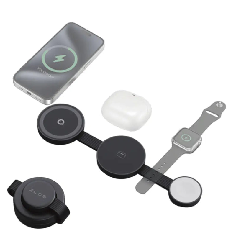 ZLOS MM01 3-in-1 Foldable Wireless Magnetic Charging Station - 15W / Black