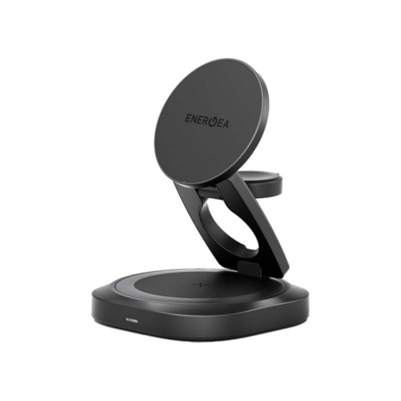 Energea AluMag Gyro 3-in-1 Foldable Wireless Charger - 35W / Gunmetal