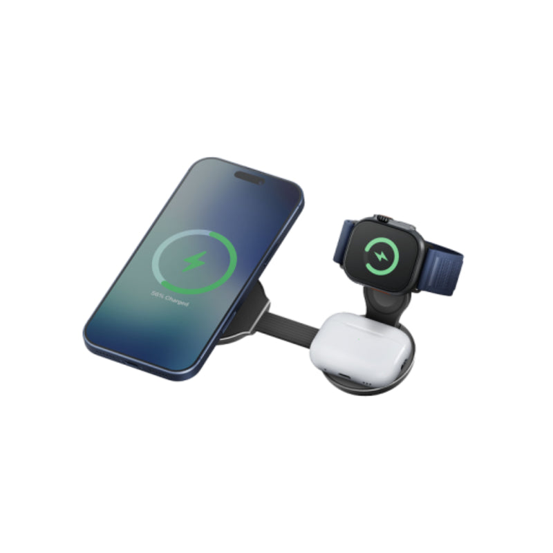 Energea AluMag Trio-2 3-in-1 Foldable Wireless Charger - Gunmetal