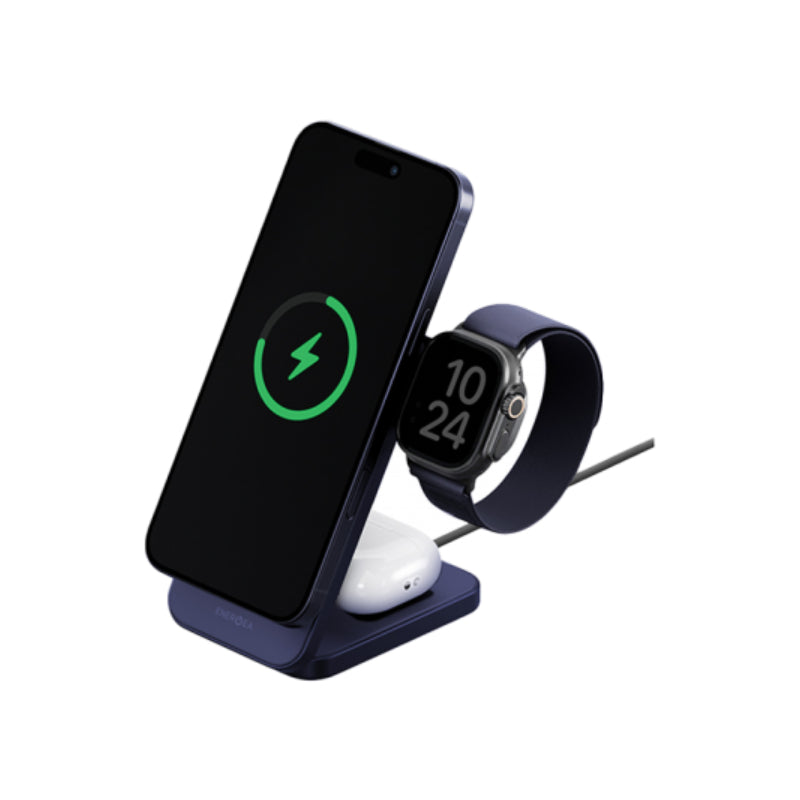 Energea MagTrio2 3-in-1 Foldable Magnetic Wireless Charger - Indigo Blue