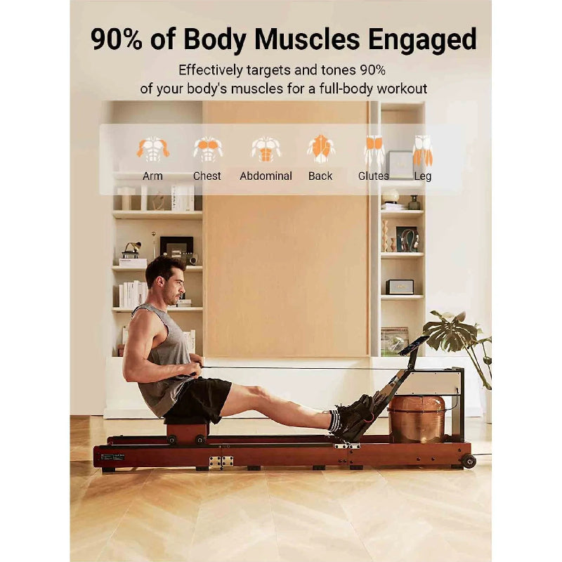 King Smith Water Rowing Machine With Tri-Fold Patent - Walnut