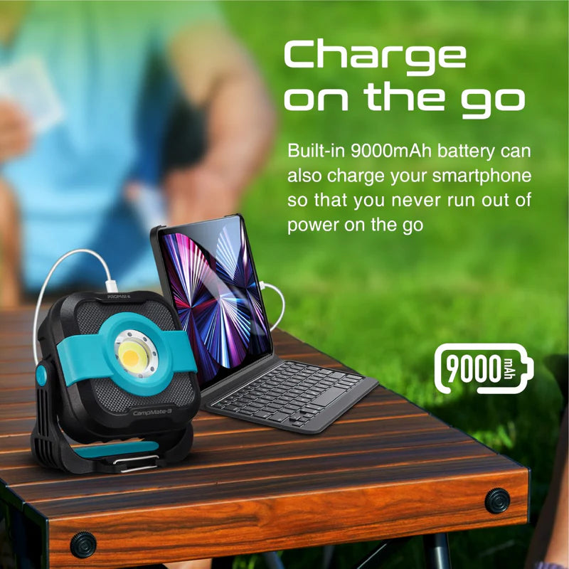 PROMATE CampMate-3 Power Bank With Camping Light - 9000mah / USB-C / Black