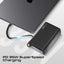 PROMATE Titan-35W Power Bank with Built-in USB-C Cable - 35W / USB-C / USB-A / Black