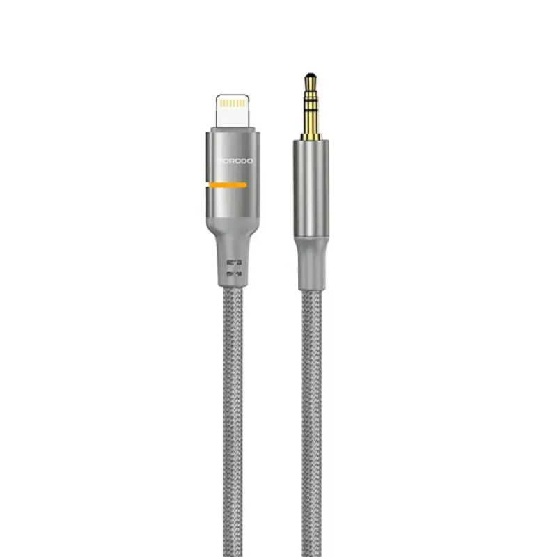 Porodo AUX to Lightning LED Light Cable - 1.2 Meter / Gray