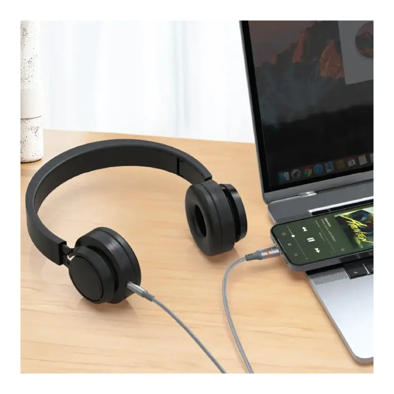 Porodo AUX to Lightning LED Light Cable - 1.2 Meter / Gray