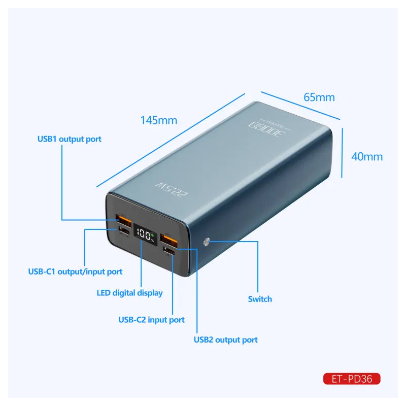 Earldom ET-PD36 Power Bank - 30000mAh / USB-C / USB-A