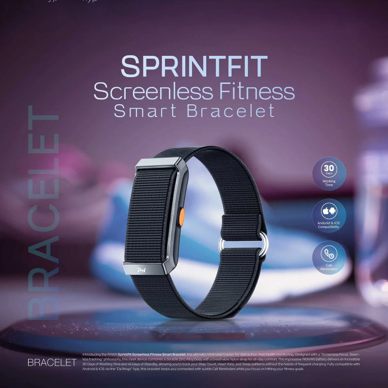 Pawa SprintFit Screenless Fitness Smart Bracelet - 190mAh / Bluetooth / Black