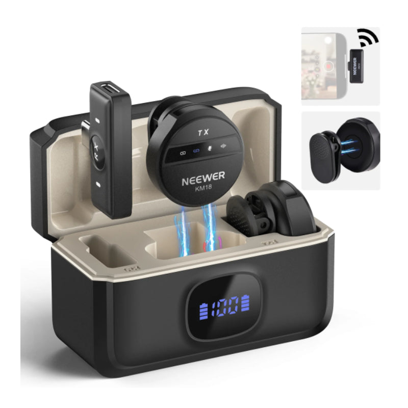 NEEWER KM18 Mini Wireless Lavalier Microphone Kit - Black