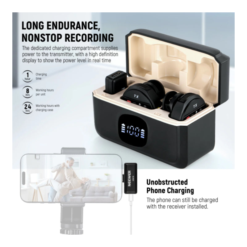 NEEWER KM18 Mini Wireless Lavalier Microphone Kit - Black
