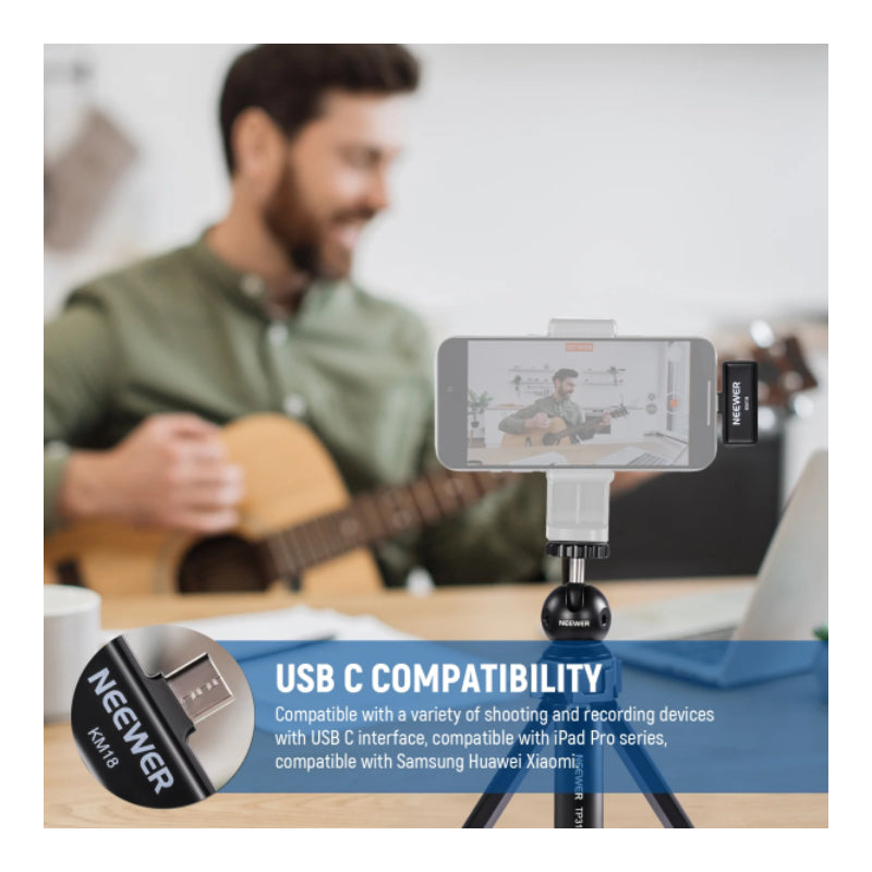 NEEWER KM18 Mini Wireless Lavalier Microphone Kit - Black