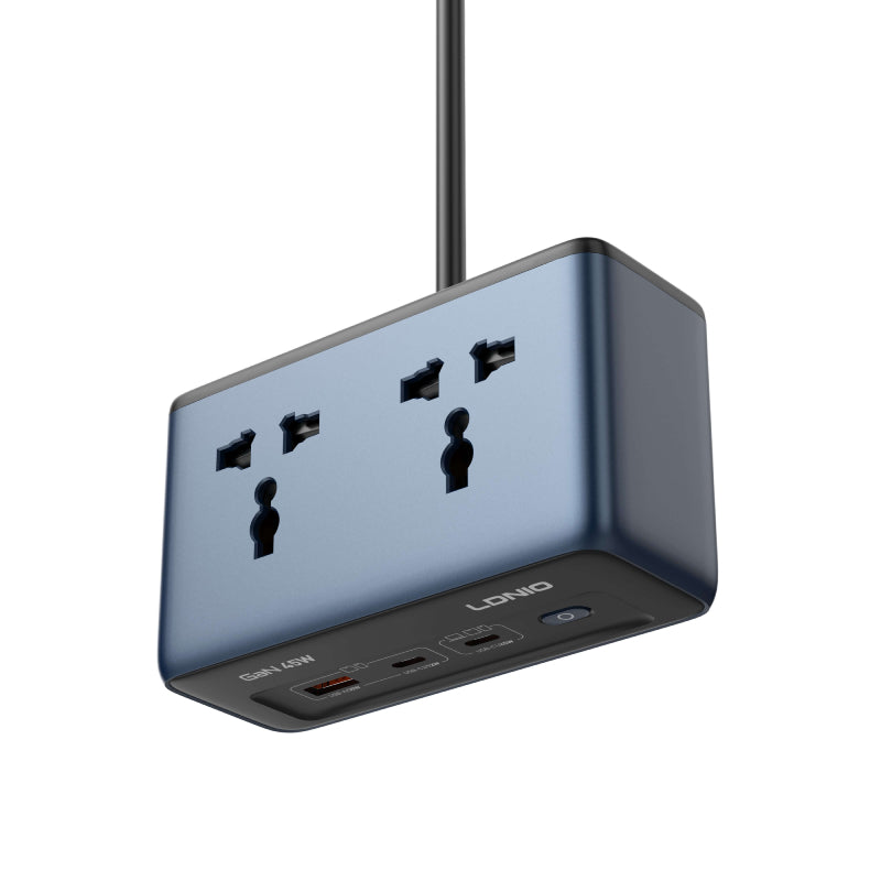LDNIO SC1 Universal Socket Desktop Power Strip Adapter - 45W / USB-A / USB-C / Blue