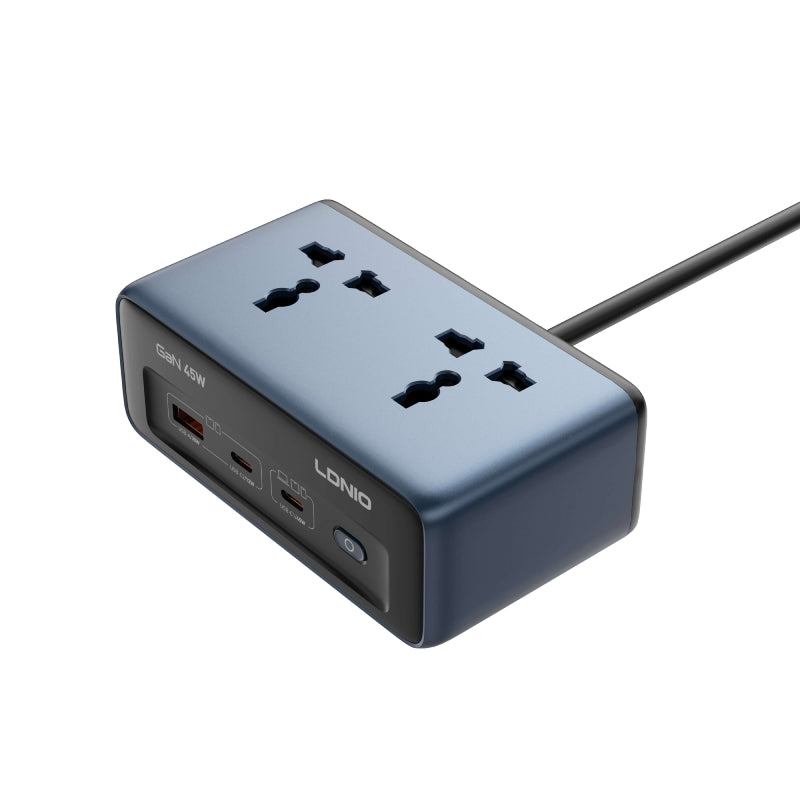 LDNIO SC1 Universal Socket Desktop Power Strip Adapter - 45W / USB-A / USB-C / Blue