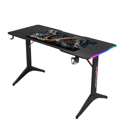 Gamax D2208B RGB Carbon Fiber Gaming Table with MousePad - Black