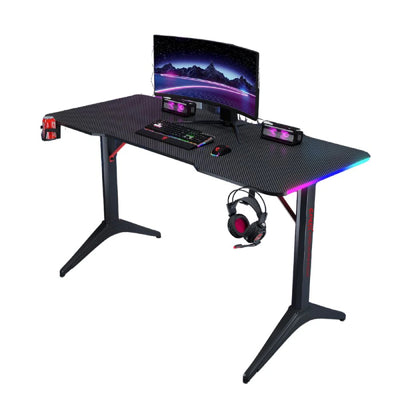 Gamax D2208B RGB Carbon Fiber Gaming Table with MousePad - Black