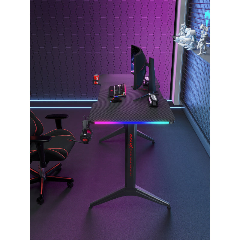 Gamax D2208B RGB Carbon Fiber Gaming Table with MousePad - Black