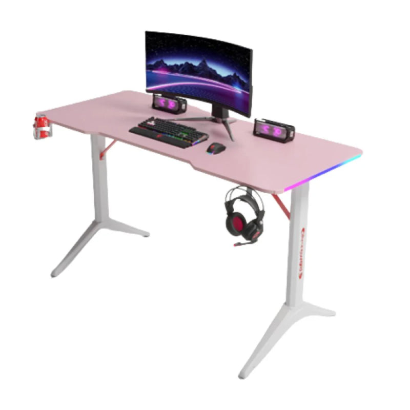 Gamax D2208P RGB Carbon Fiber Gaming Table with MousePad - White