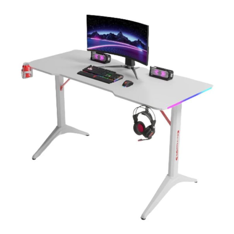 Gamax D2408W RGB Carbon Fiber Gaming Table with MousePad - White