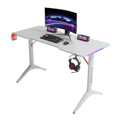 Gamax D2408W RGB Carbon Fiber Gaming Table with MousePad - White