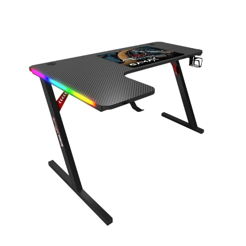 Gamax P201-LB RGB Carbon fiber Gaming Table (L-Shaped) with MousePad - Left / Black