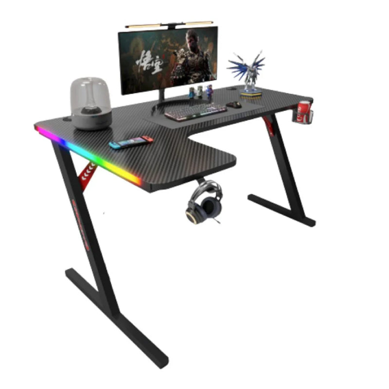 Gamax P201-LB RGB Carbon fiber Gaming Table (L-Shaped) with MousePad - Left / Black