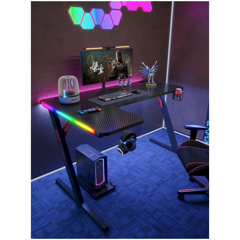 Gamax P201-LB RGB Carbon fiber Gaming Table (L-Shaped) with MousePad - Left / Black