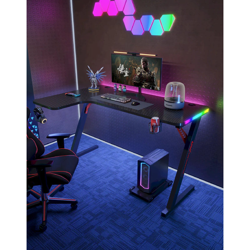 Gamax P201-LB RGB Carbon fiber Gaming Table (L-Shaped) with MousePad - Left / Black