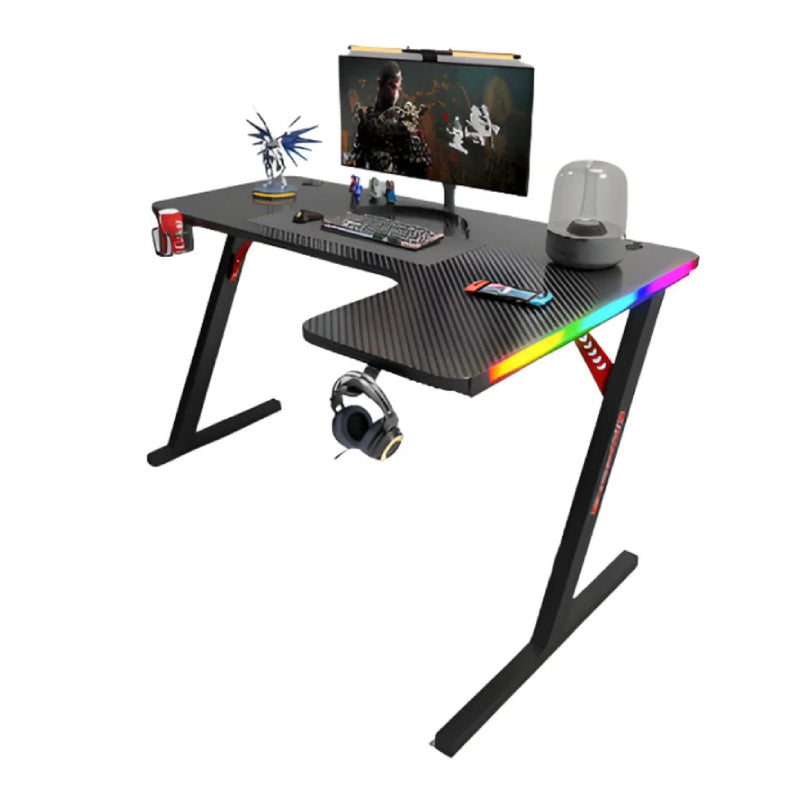 Gamax P201-RB RGB Carbon Fiber Gaming Table (L-Shaped) with MousePad - Right / Black