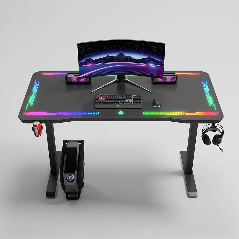 Gamax P206 RGB Tempered Glass Surface Gaming Table with Mousepad - Black