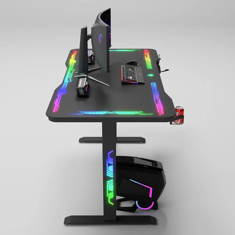 Gamax P206 RGB Tempered Glass Surface Gaming Table with Mousepad - Black