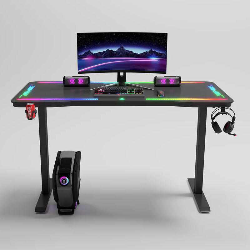 Gamax P206 RGB Tempered Glass Surface Gaming Table with Mousepad - Black