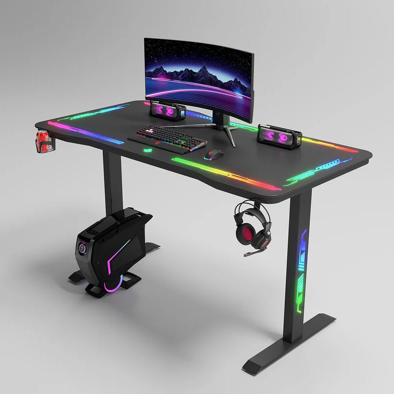 Gamax P206 RGB Tempered Glass Surface Gaming Table with Mousepad - Black