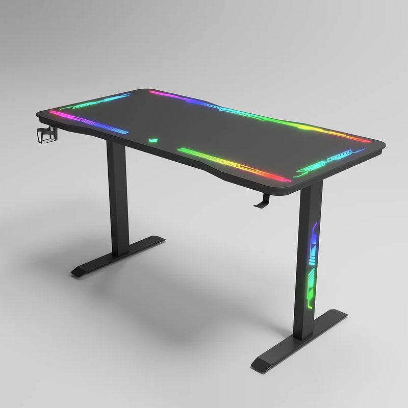Gamax P206 RGB Tempered Glass Surface Gaming Table with Mousepad - Black