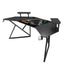 Gamax D2204B Curved Carbon fiber Gaming Table with Multi Level Shelves & Mousepad - Black