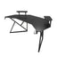 Gamax D2204B Curved Carbon fiber Gaming Table with Multi Level Shelves & Mousepad - Black