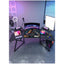 Gamax D2204B Curved Carbon fiber Gaming Table with Multi Level Shelves & Mousepad - Black