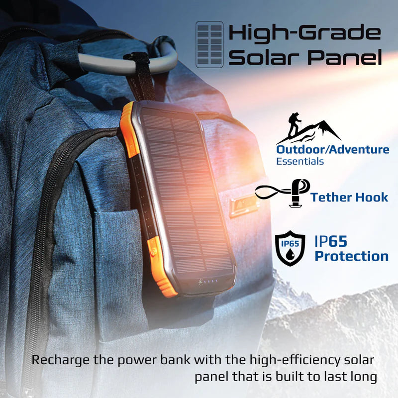 PROMATE SolarTank-10PDQi Rugged EcoLight Solar Power Bank - 10000mAh / USB-A / USB-C
