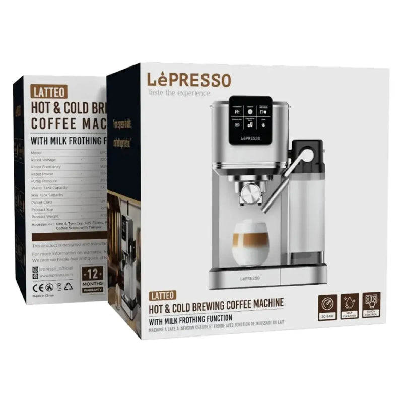 LePresso Latteo Hot & Cold Brewing Coffee Machine with Milk Frothing Function - Silver