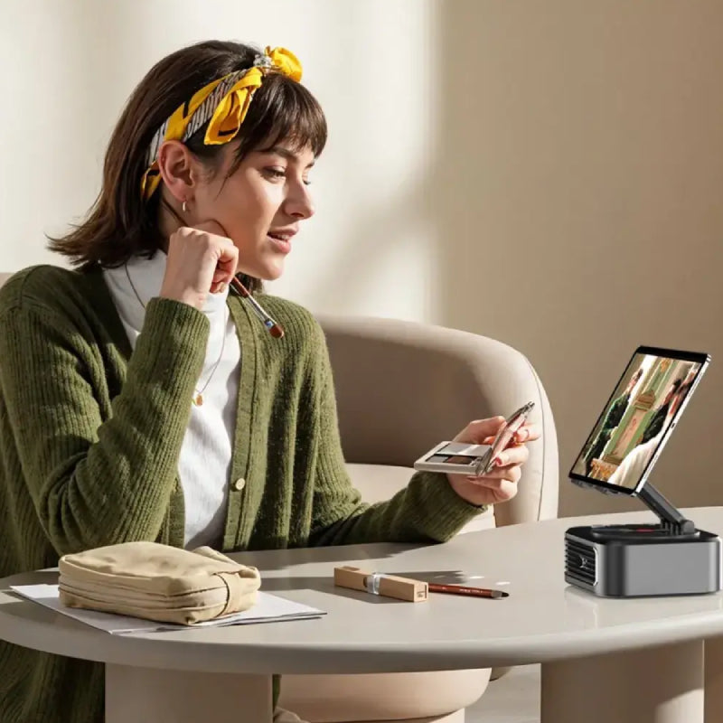 Porodo Lifestyle Multifunctional Tablet Stand with Speaker & Power Bank - Black